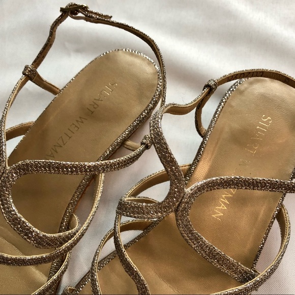 Stuart Weitzman Turning Down Wedge Glitter Sandal - Picture 6 of 10